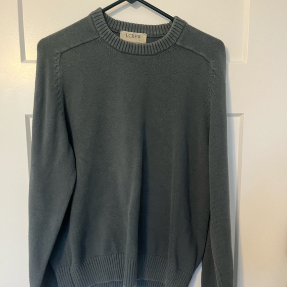 J.CREW Men's Unisex Slate Blue HERITAGE COTTON CREWNECK SWEATER Large Ribbed - Picture 1 of 9